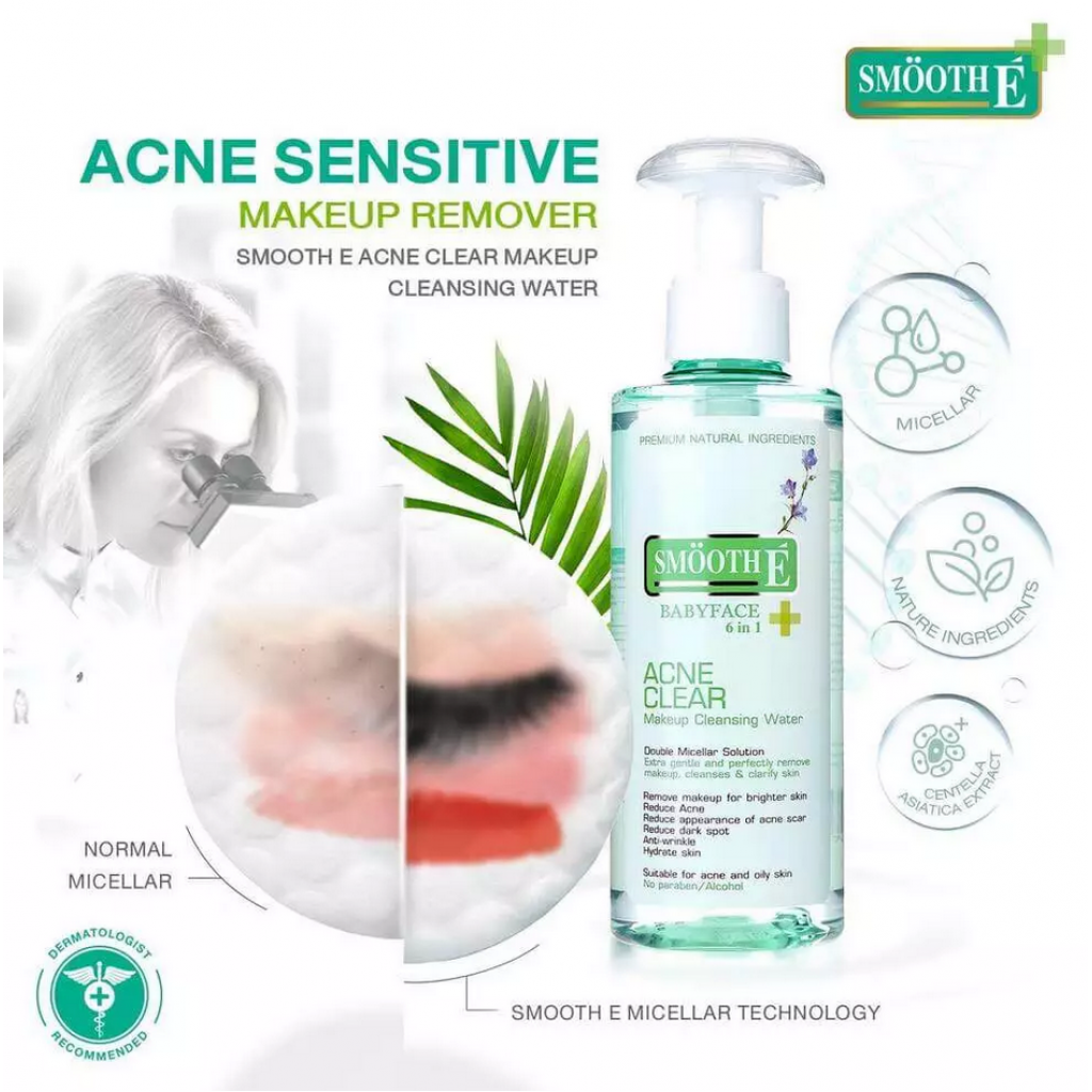 Smooth E Acne Clear Makeup Cleansing Water 300ml.